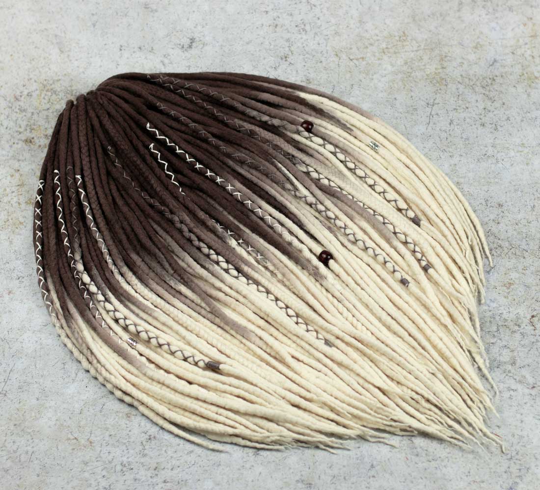 Coffee Ombre Hand dyed Wool Dreads Boholucydreads coffee-ombre-hand-dyed-wool-dreads-boholucydreads