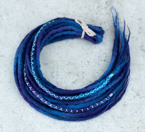 Galaxy set of 10 double ended wool dreadlocks