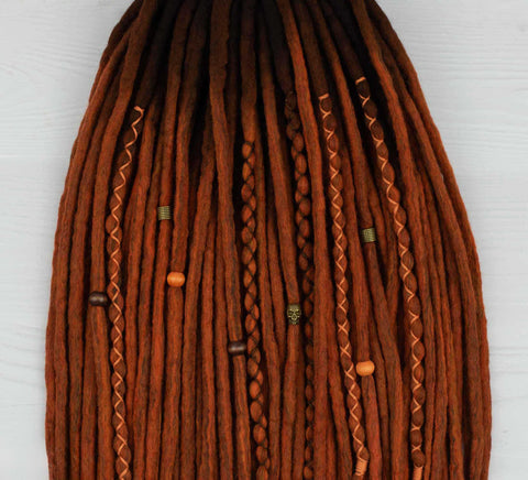 African daisy ombre wool dreadlocks with coffee brown roots
