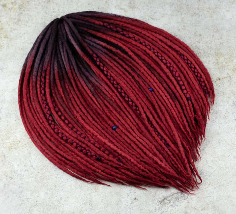 Aubergine ombre hand-dyed wool dreadlocks