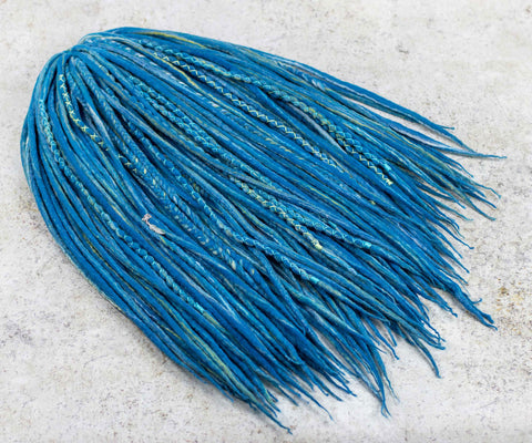 Blue blended wool dreads