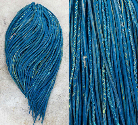 Blue blended wool dreads