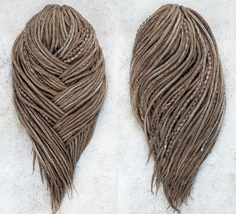 Brown blended dreadlock extensions