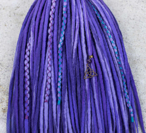 Purple blended wool dreads