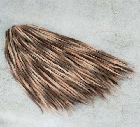 Brown blonde wool hair extensions