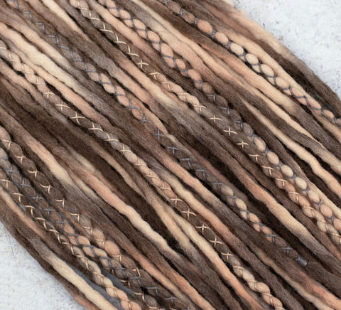 Brown blonde wool hair extensions