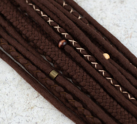 Chocolate Wool Dreads Ponytail