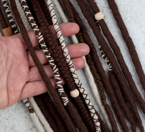 Chocolate Viking Wool Dreads Ponytail