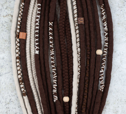 Chocolate Viking Wool Dreads Ponytail