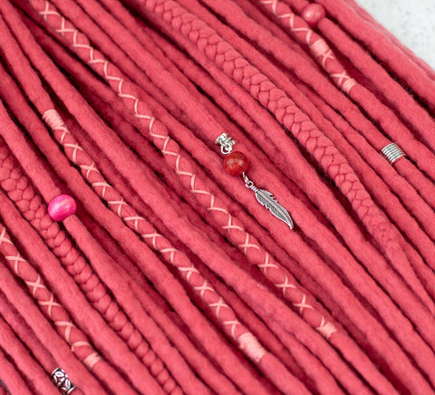 Coral wool dreadlock extensions