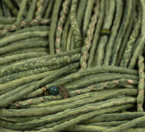 Fern moss set of 10 pcs wool dreads bundle