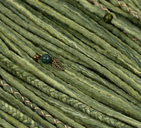 Fern moss set of 10 pcs wool dreads bundle