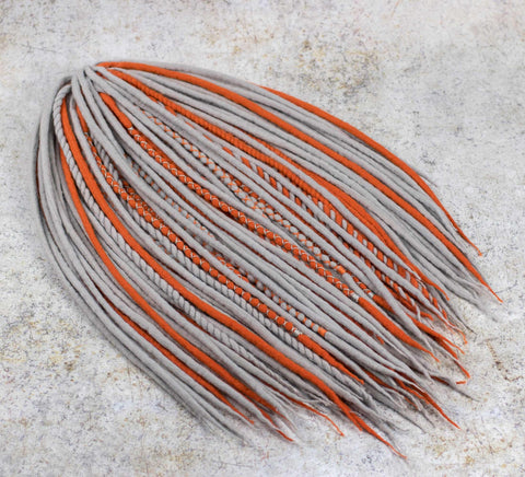 Orange and grey hair extensions 'Fox'