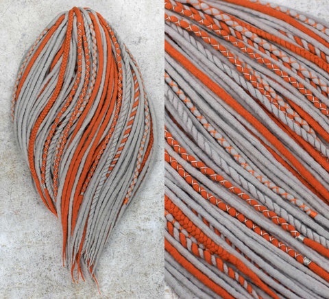 Orange and grey hair extensions 'Fox'