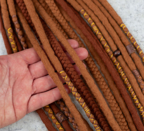 Ginger Viking Wool Dread Ponytail