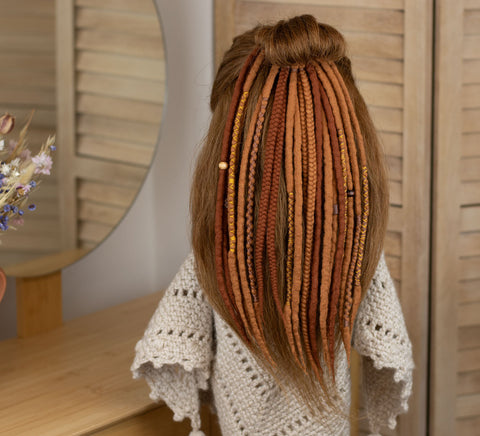 Ginger Viking Wool Dread Ponytail