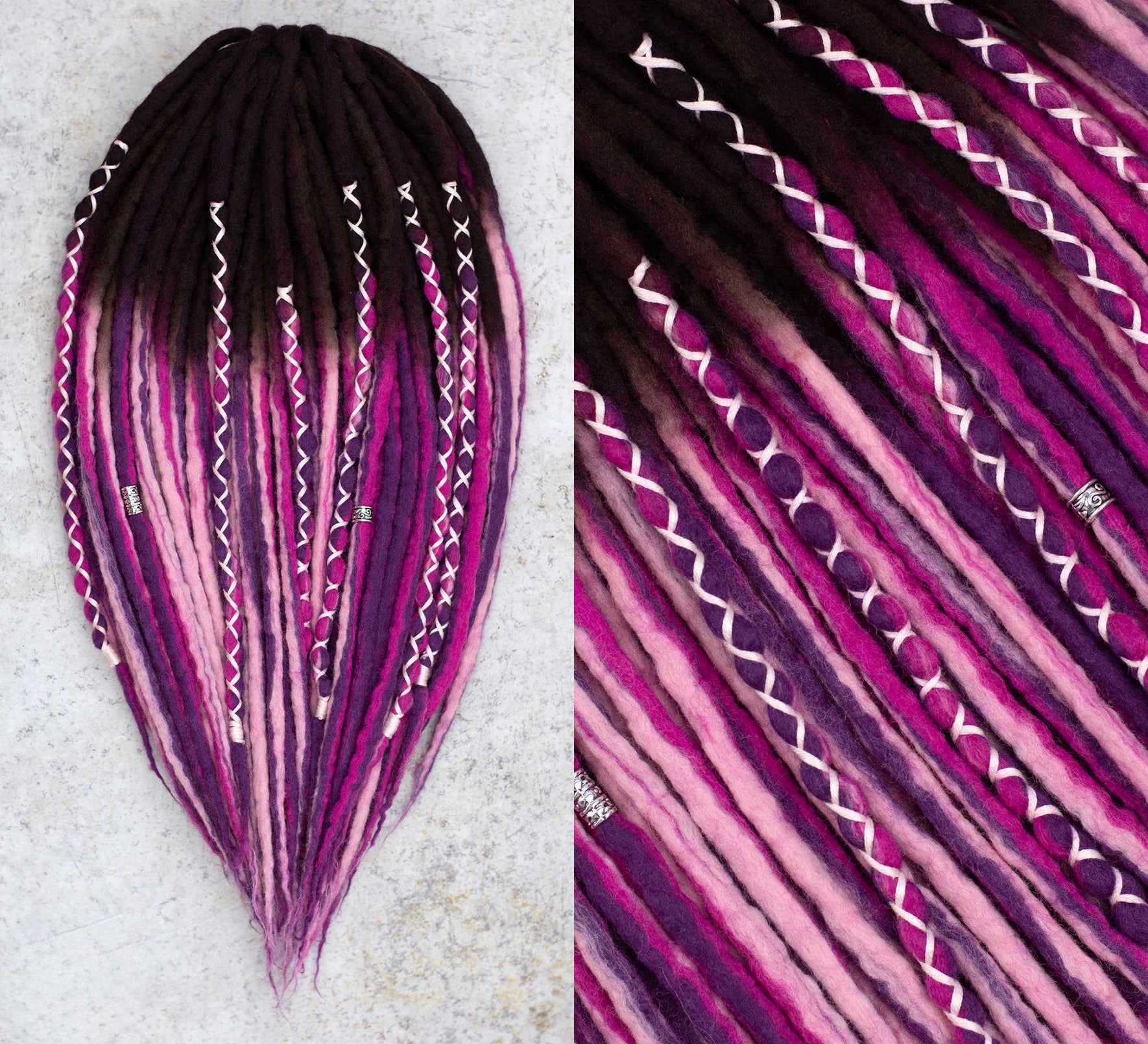 Hand dyed Ombre Wool Dreads Boholucydreads hand-dyed-ombre-wool-dreads-boholucydreads