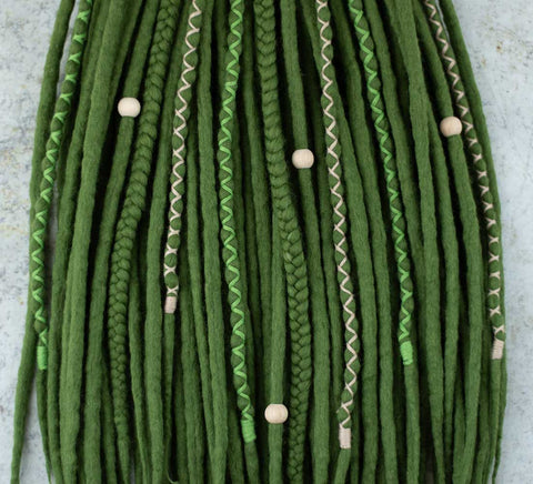 Ivy green wool dreads