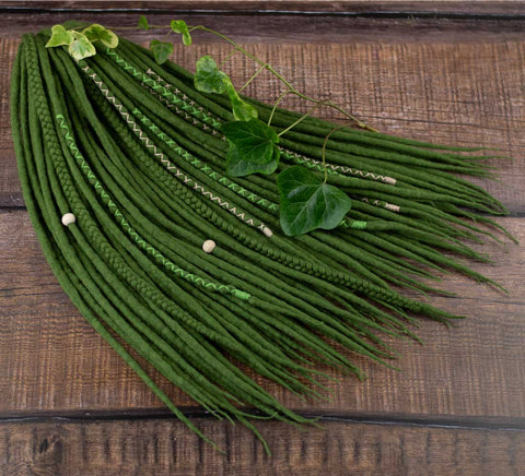 Ivy green wool dreads