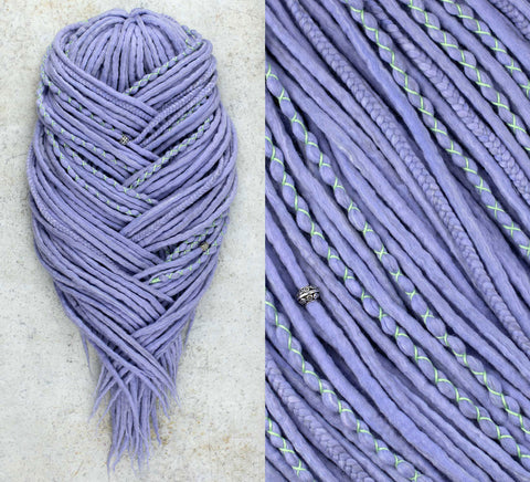 Lavender wool dreadlocks with braids