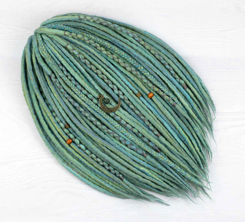 Luna moth wool dreads