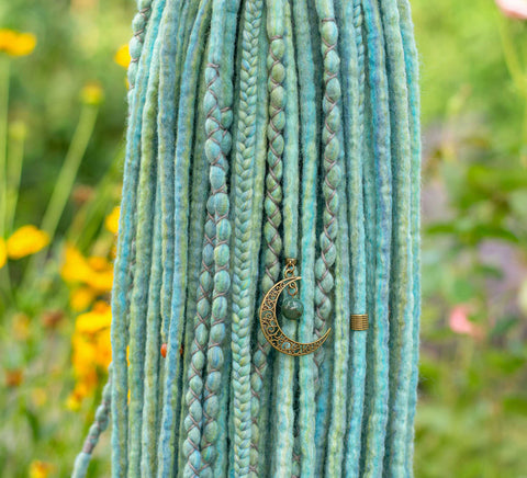 Luna moth wool dreads