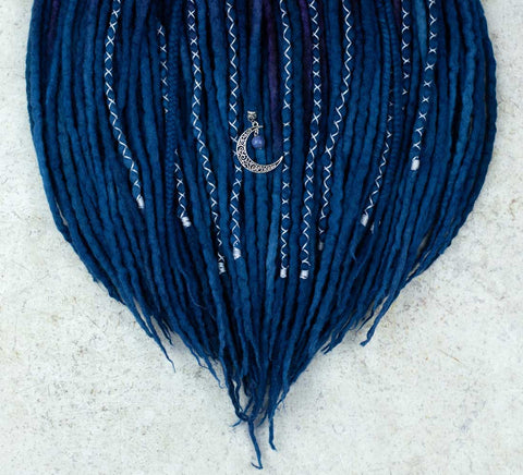 Midnight ombre wool dreadlock extensions