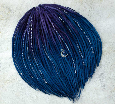 Midnight ombre wool dreadlock extensions