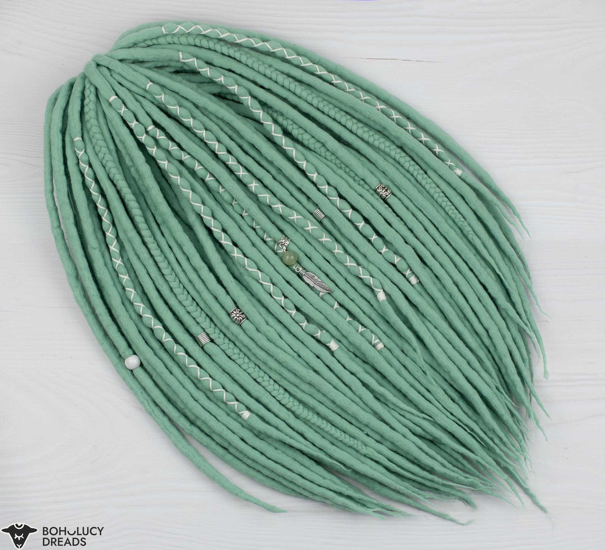 Mint wool hair extensions
