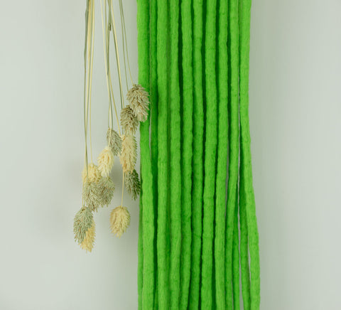 Neon green undecorated wool dreads (Set of 10 pcs)