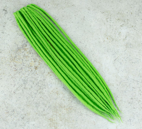 Neon green undecorated wool dreads (Set of 10 pcs)