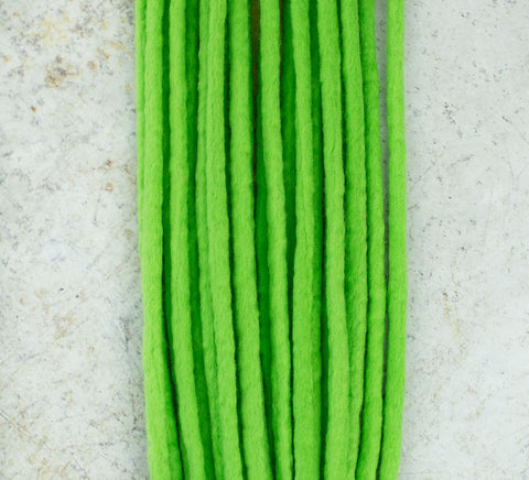 Neon green undecorated wool dreads (Set of 10 pcs)