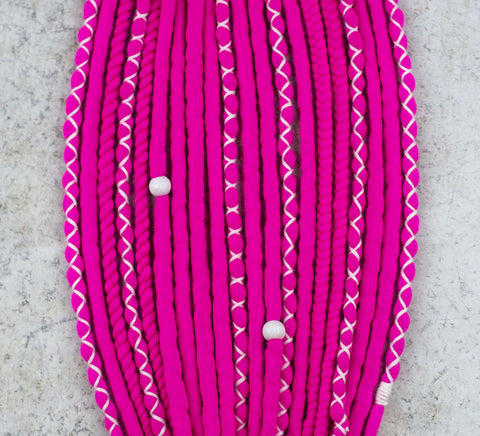 Neon Pink Wool Dreads Ponytail