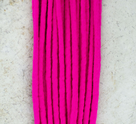 Neon pink wool dreads without decoration (Set of 10 pcs)