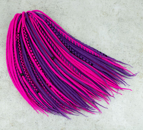 Neon violet wool dreadlocks