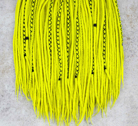 Neon Yellow wool dreadlock extensions