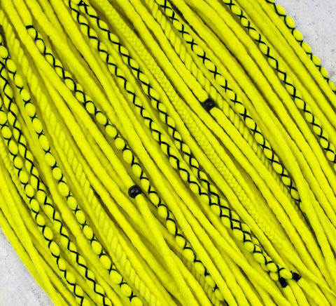 Neon Yellow wool dreadlock extensions