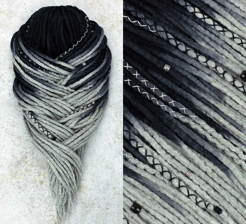 Obsidian ombre hand-dyed wool dreads