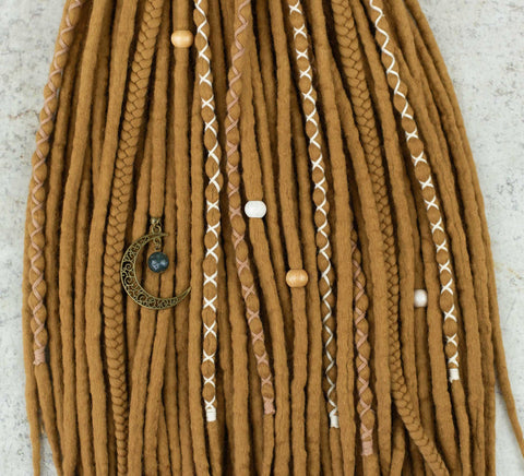 Old gold wool dreads and braids