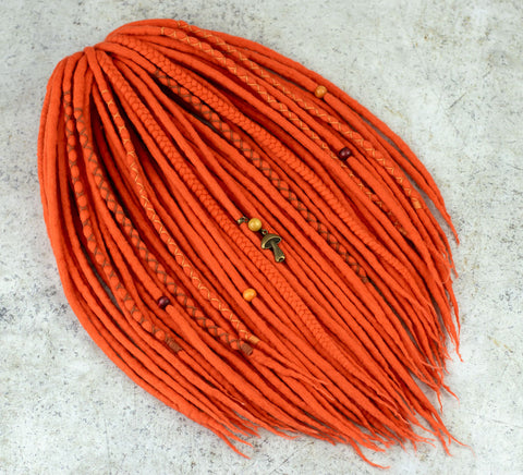 Orange wool dreads and braids
