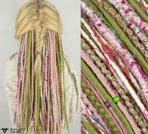 Peach blossom one-of-a-kind wool accent dreads