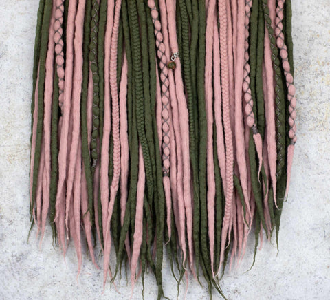 Pink moss wool dreadlocks