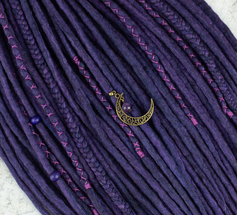 Plum wool dreadlocks