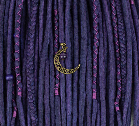 Plum set of 10 pcs wool dreads bundle