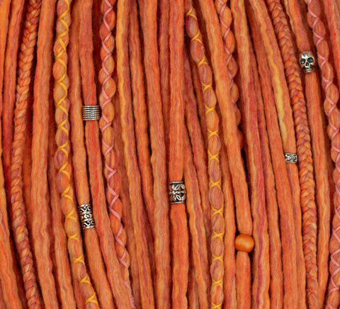 Pumpkin set of 10 pcs wool dreads bundle
