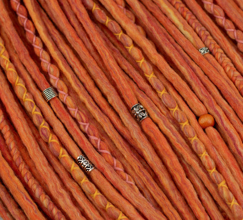 Pumpkin set of 10 pcs wool dreads bundle