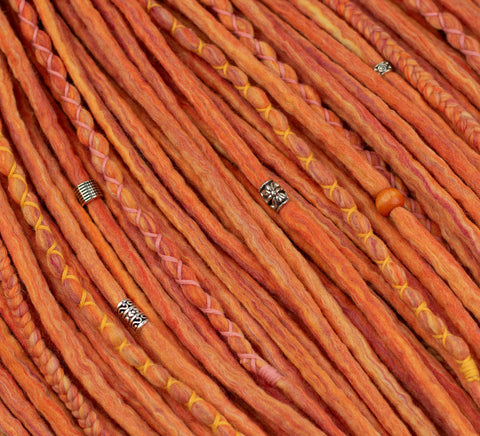 Pumpkin set of 10 pcs wool dreads bundle