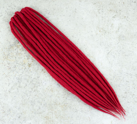 Red wool dreads without decoration (Set of 10 pcs)