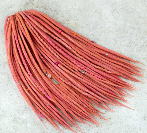 Rosy wool dreadlocks