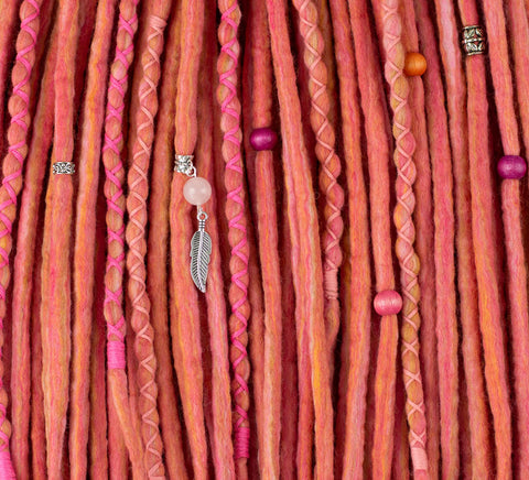 Rosy set of 10 pcs wool dreads bundle